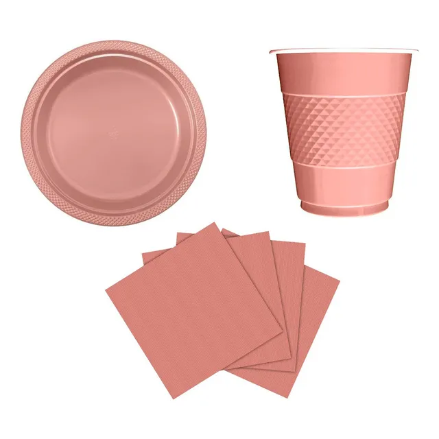 Kit Platos Vasos Servilletas Desechables Unicolor Sempertex