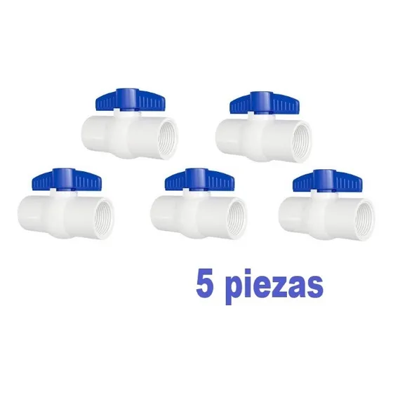 5 Llaves De Paso Válvula 1/2 Pvc De Rosca - 5 Unidades