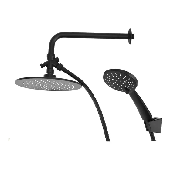 Set De Regadera 8 Pulgadas Con Teléfono Negro Mate Meer