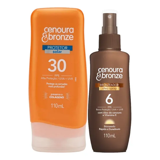 Kit Óleo Bronzeador Fps6 + Protetor Solar Cenoura & Bronze