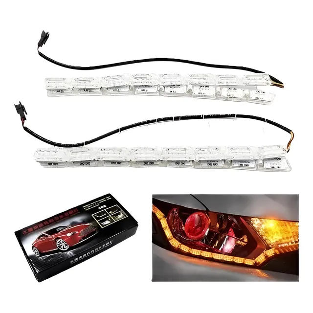 Tira Led Cristal Blanco Ambar 60cm Modo Arrastre Tipo Audi