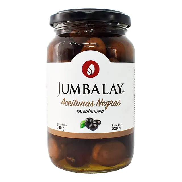 Aceitunas Jumbalay Negras Con Carozo X 360gr Frasco 