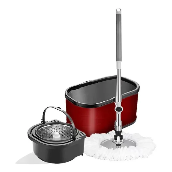Mop Cubeta Para Trapear Con Exprimidor Multiusos Color Rojo