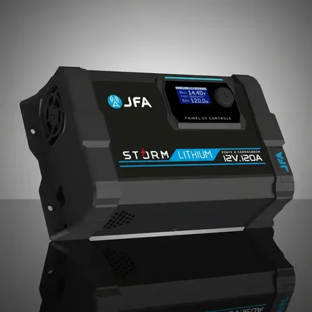 Fonte Carregador 120a Storm Lithium Jfa Bivolt Bateria Lítio Som Automotivo Painéis Solares