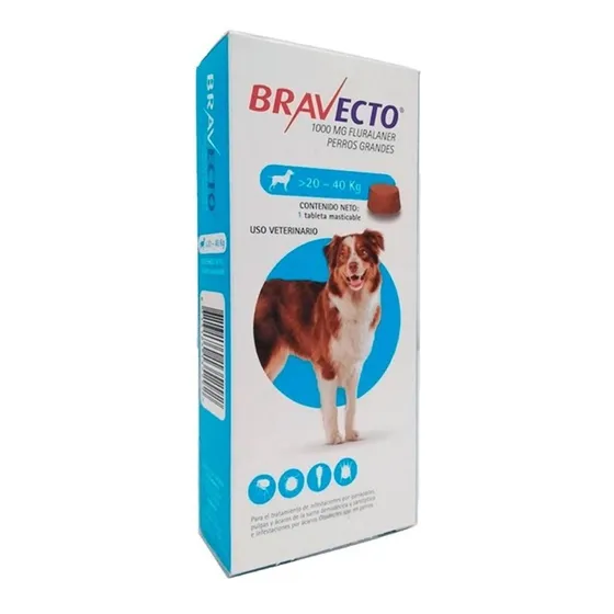 Antipulgas Antigarrapatas Para Perros MSD Bravecto 1000mg 20 40 Kg