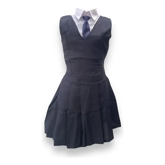 Jardinera Escolar Uniformes Colegio Negra Y Azul Para Niñas 