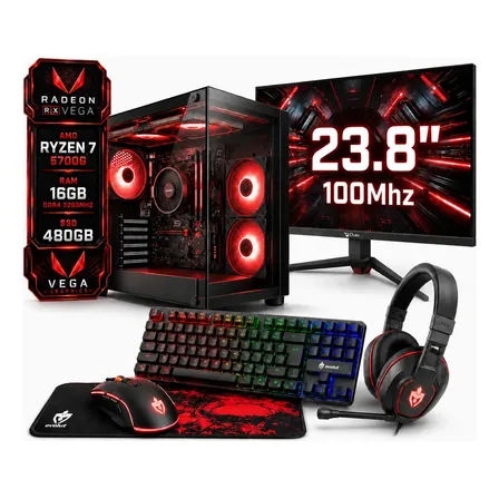 Pc Gamer Completo Ryzen 7 5700g Monitor 23.8 100hz 480 Gb 16 Gb Vega 8
