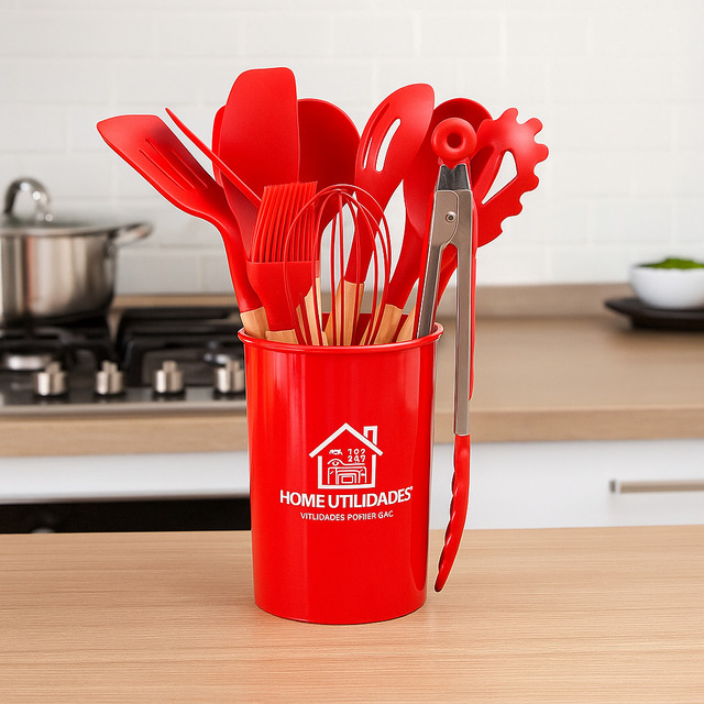 Jogo de Utensílios de Cozinha em Silicone com 12 Peças