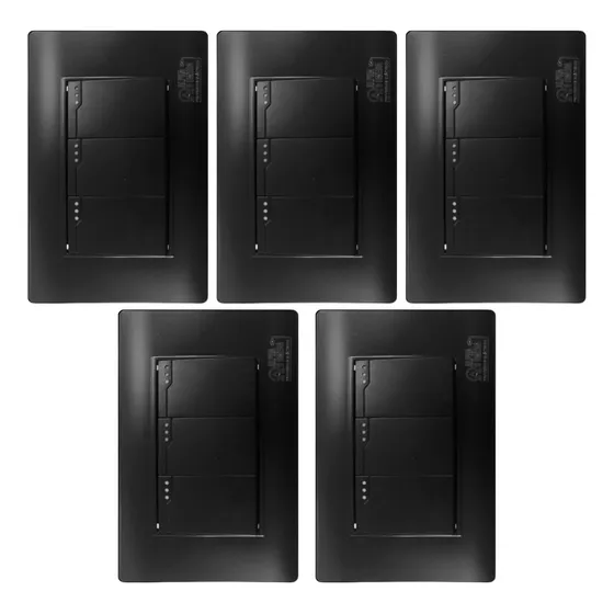 Apagador Triple Acabado Negro De 16a 5 Piezas