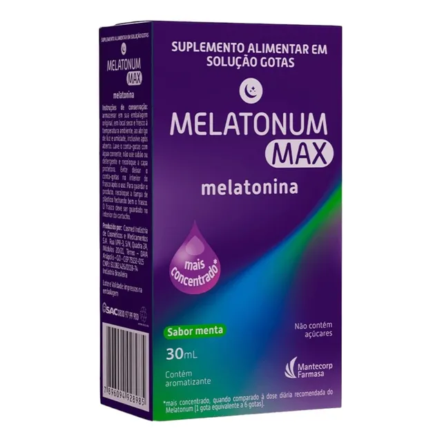 Melatonum Max - Melatonina Em Gotas - 30ml - Sabor Menta