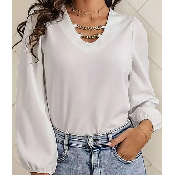 Blusa Para Dama De Moda Casual Camisa Sexy Con Cuello En V