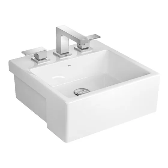 Deca L830 cor branco 160mm x 420mm x 420mm cuba para banheiro semi encaixe