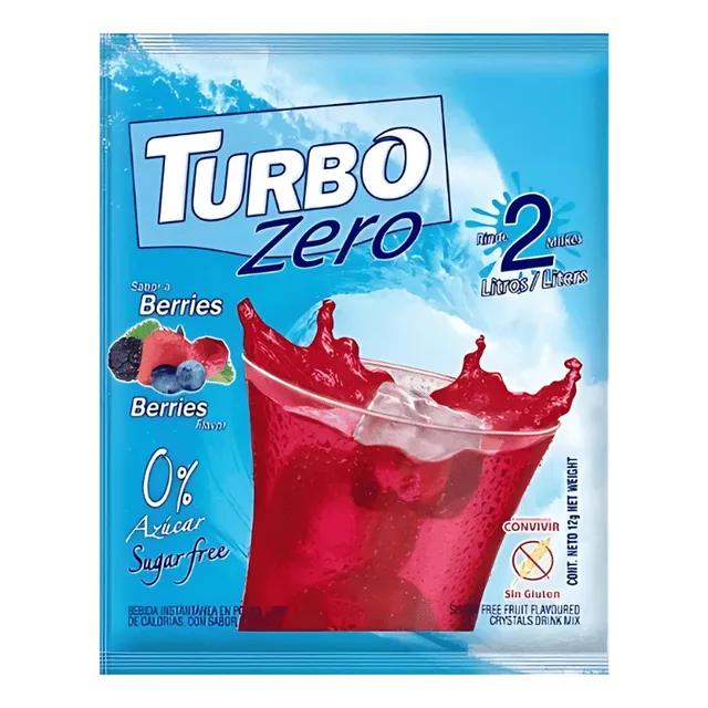 Turbo Zero Jugo De Berries Sin Gluten Caja 10 Sobres
