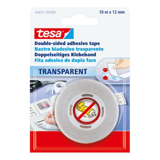 Cinta Tesa Doble Faz Transparente 12mm X 10m 64621