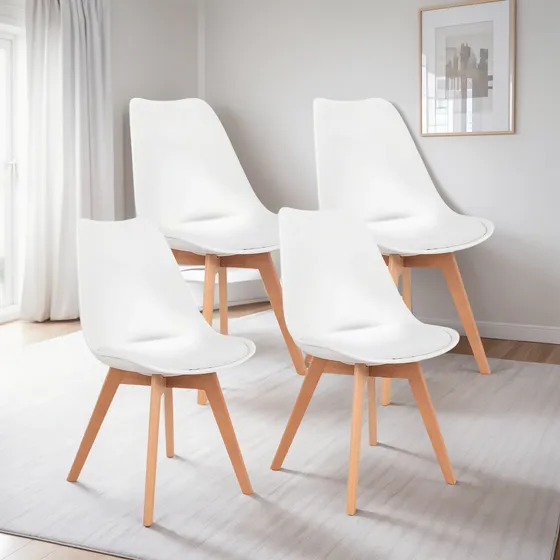 Pack 4 Sillas Eames Acolchadas Blancas