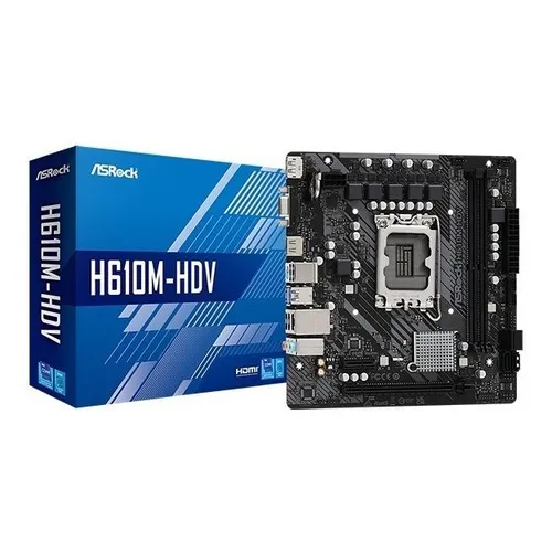 Placa Asrock H610m HDV Ddr4 64gb Lga 1700 Micro Atx H Cinza-escuro