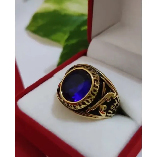 Anillos Acero Inoxidable Para Caballero Piedra Azul
