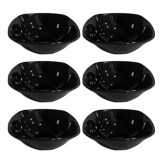 Compotera Bowl 11 Cm Vidrio Templado Cuadrado Resistente X6 Color Negro