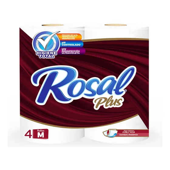 Papel Higiénico Rosal Plus De 300 Hojas Paquete De 4 Rollos
