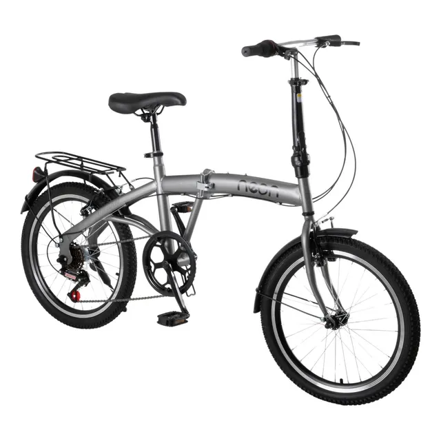 Bicicleta Plegable Rodado 20 Shimano Parrilla Color Gris