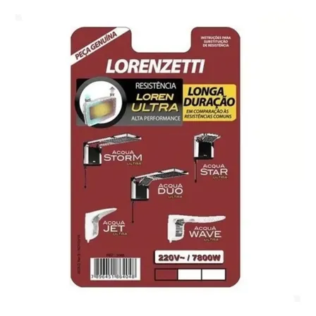 Resistência Lorenzetti Ultra para Ducha Acqua Storm e Star 7800W 220V