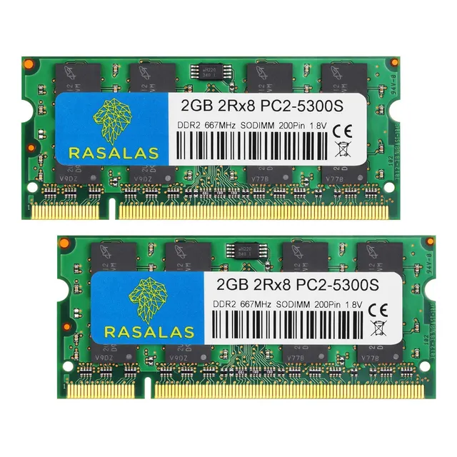 Rasalas Pc2-5300 Módulos De Memoria Ram Ddr2 667 DDR2 2 Gb X 2 Gb DDR2 4GB Pc2-5300 Sodimm