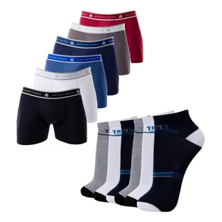 Kit 6 Cuecas Boxer Masculina Microfibra + 6 Meias Adulto Kit 6 Cuecas Boxer Masculina Microfibra + 6 Meias Adulto