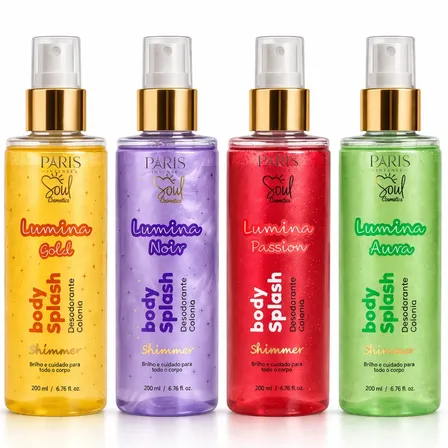 Kit 4 Body Splash Feminino Alta Projeção 200ml- Shimmer Luxo