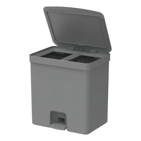 Lixeira Dupla Pedal 20l Banheiro Cozinha Reciclagem Ou Cor Chumbo Lixeira Dupla Pedal 20l Banheiro Cozinha Reciclagem Ou Cor Chumbo
