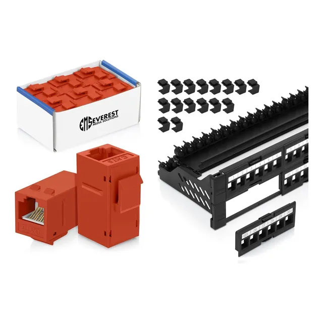 Panel Conector Keystone De 48 Puertos Y 24 Acopladores Rj45 