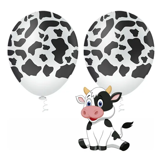 Balão Bexiga Vaquinha Arco Orgânico Festa Fazendinha Rancho 