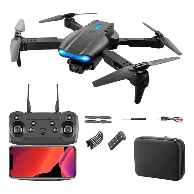Mini Drone Plegable Doble Camara Hd Luz Wifi App Control