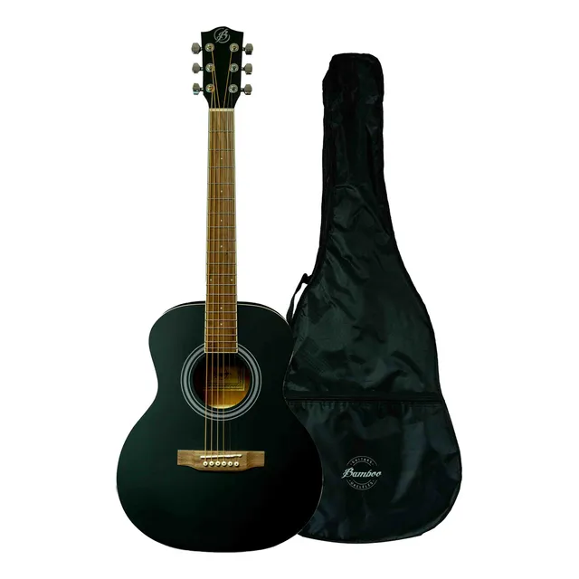 Guitarra Acústica Bamboo Ga-38-bk Con Funda Negra Mate Color Negro Orientación de la mano Diestro