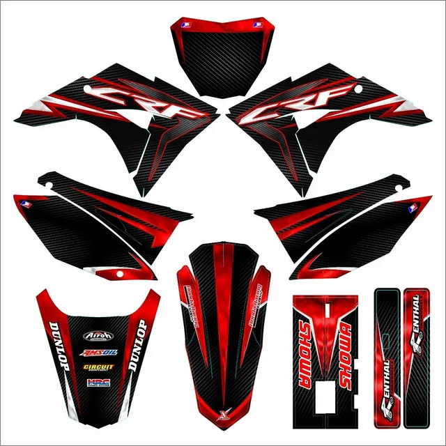 Kit Adesivo Crf 230f Gráfico Moto 0,20mm Carbono Biker Next Cor Preto