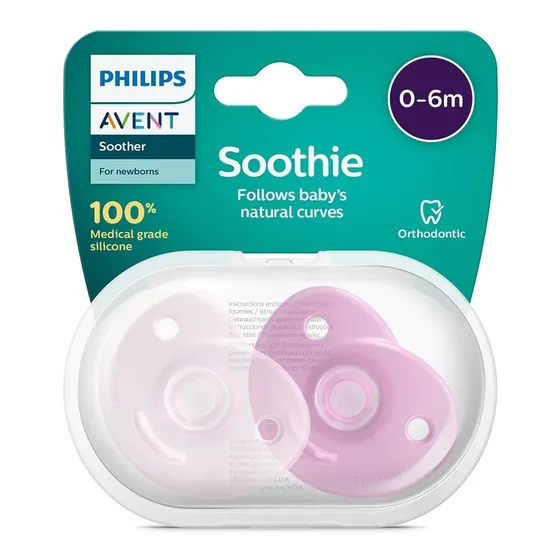 Chupetes Avent Soothie Silicona Ortodontico 0 A 6m Pack X 2 