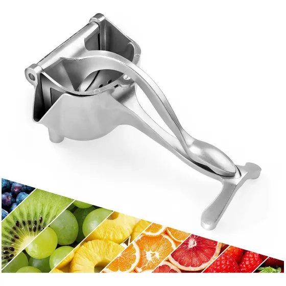 Exprimidor manual de frutas en aluminio Chef Master para limones naranjas y cítricos plateado