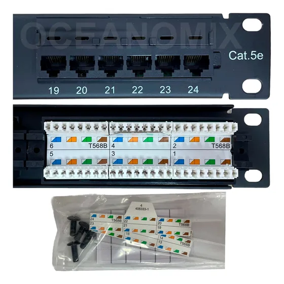 Patch Panel 24 Portas Cat5e Rj45 Utp Lan Rede Certifica