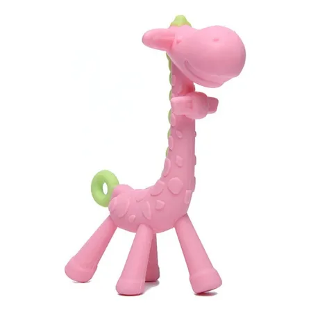 Mordedor Jirafa Para Bebé Para Calmar Dentición Con Estuche Color Rosa chicle
