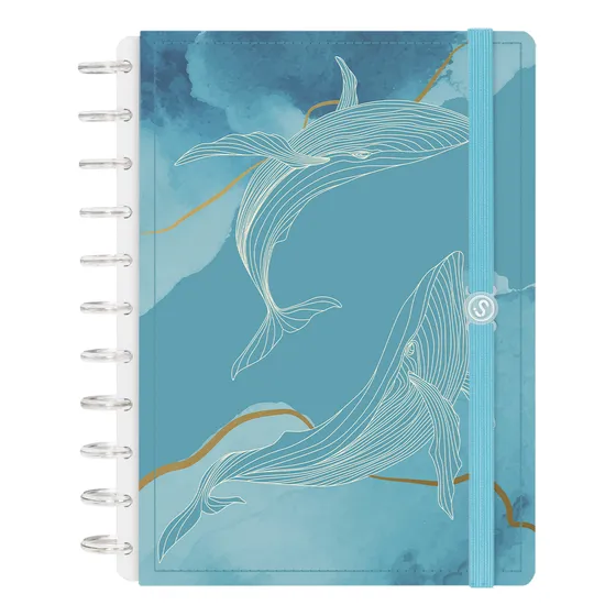 Caderno Disco 140 Fls G+ Grande Oceania Mar Cor Verde Água
