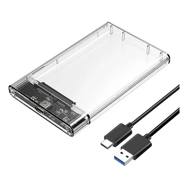 Caja Para Disco Duro Usb Tipo C A Usb 3.0 Transparente 2.5 