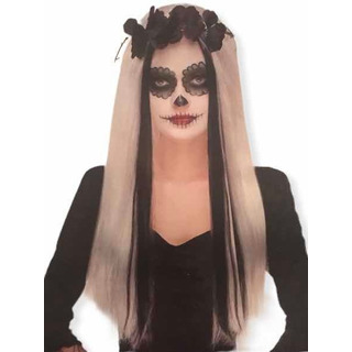 Peluca Catrina Corona De Flores Negras Peluca Catrina Corona De Flores Negras