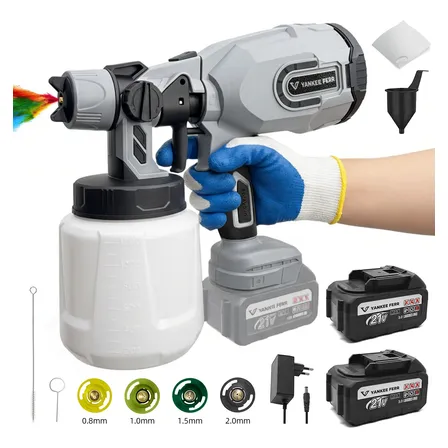 Pistola Pintura Elétrica Portátil Sem Fio 2 Baterias Spray Cinza 21v