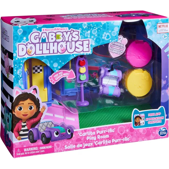 Gabby Dollhouse Cuarto De Juegos De Carlita Incluye 7 Piezas