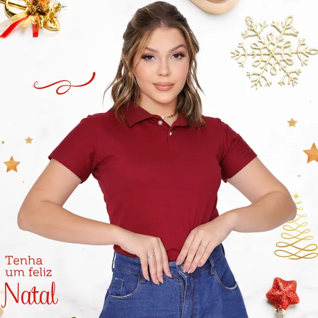 Camisa Gola Polo Feminina Básica Algodão Social Uniforme