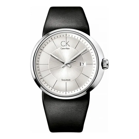 Relógio Calvin Klein Masculino  Analógico Prateado Couro