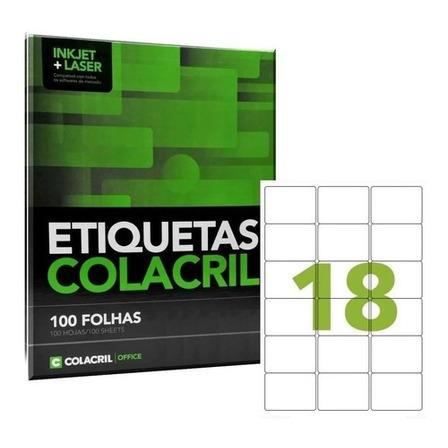 Etiqueta Impressora A4 63,5 X 46,6mm 100 Fls Ca4361 Colacril Cor Branco Etiqueta Impressora A4 63,5 X 46,6mm 100 Fls Ca4361 Colacril Cor Branco