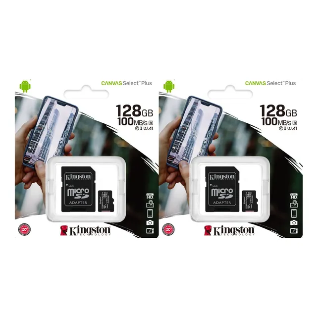 Memoria Micro Sd 128 Gb Kingston Clase 10 C/ Adapt Pack X 2