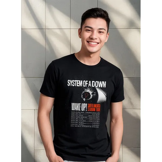 Camiseta Masculina Banda System Of A Down Wake Up Tour Shows