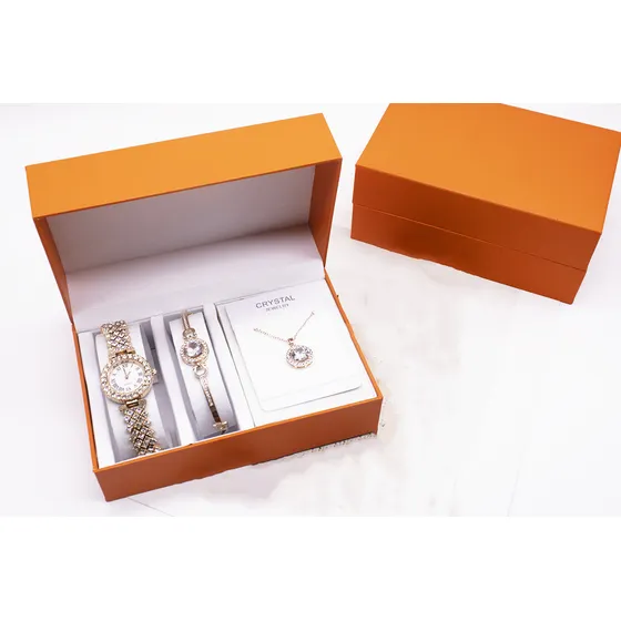 Set De Relojes De Strass De 3 Piezas Con Pulsera Y Collar