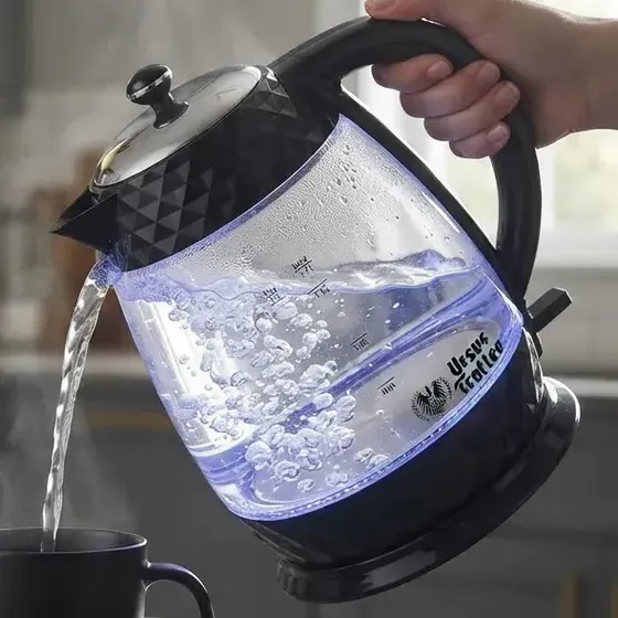 Hervidor Eléctrico Agua 1,7 Litros Ursus Trotter Vidrio Negro Termo